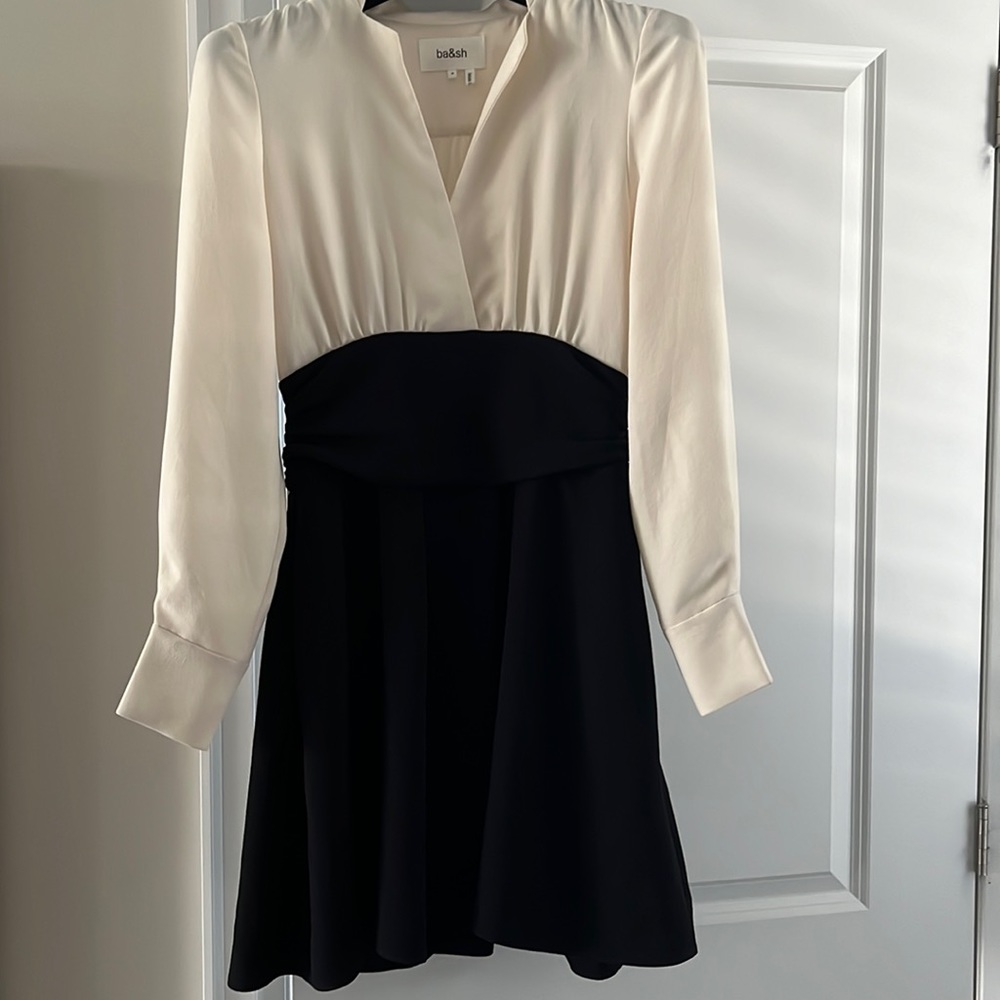 BA&SH Cream and Black Clelia dress